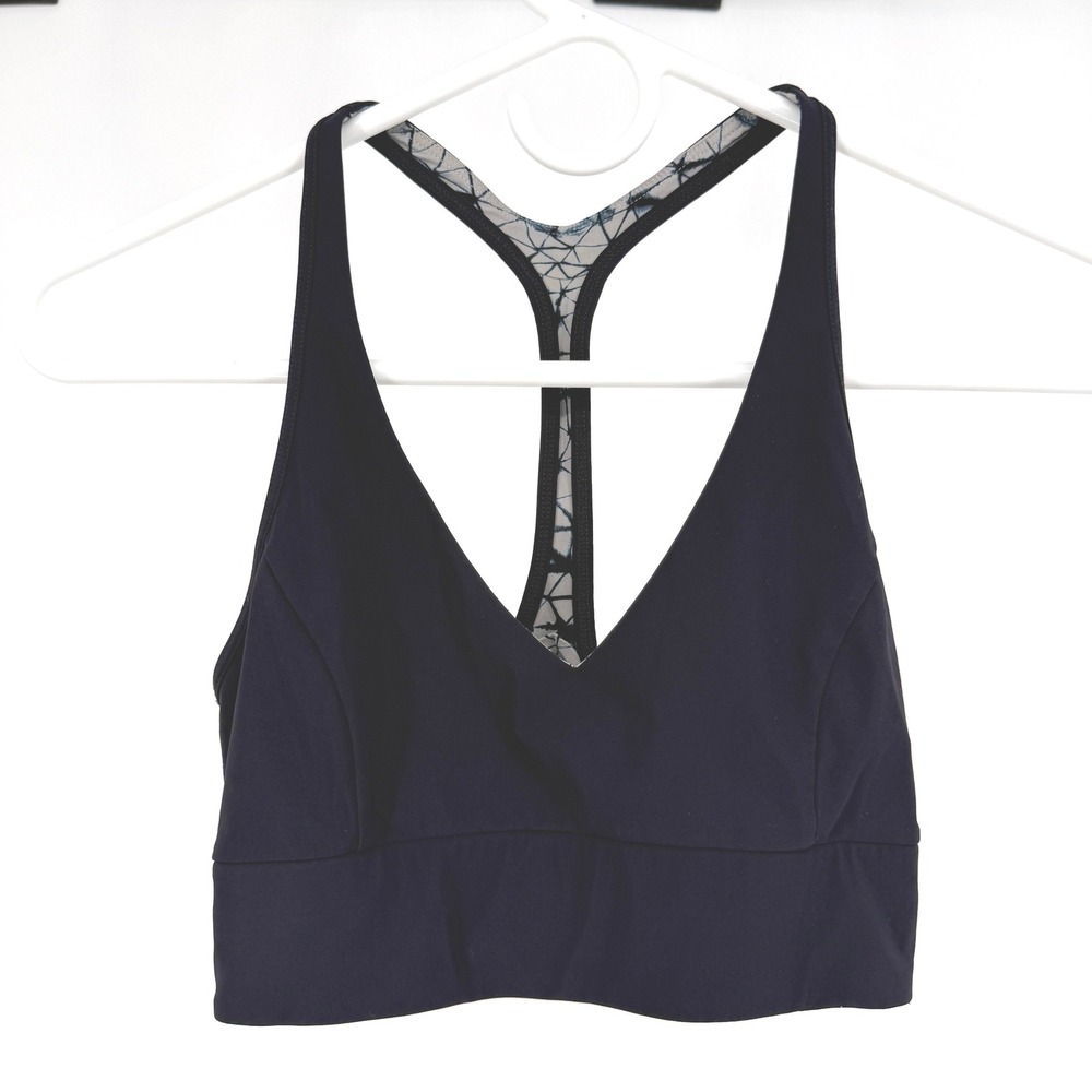 Lululemon Reversible Sports Bra Navy Grey Geometric Print Racerback Athletic